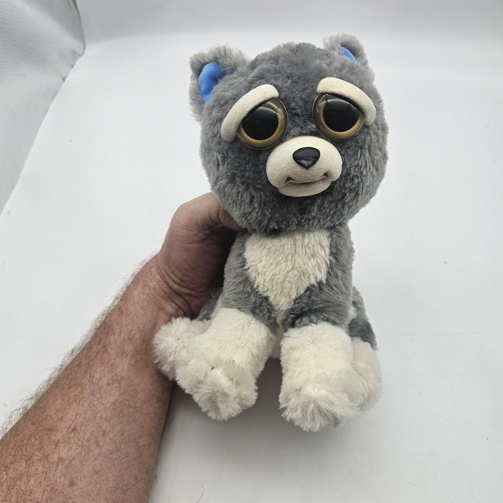 Feisty Pets Wolf Plush Stuffed Animal Toy 10"‎ Gray Feisty Transforming Face
